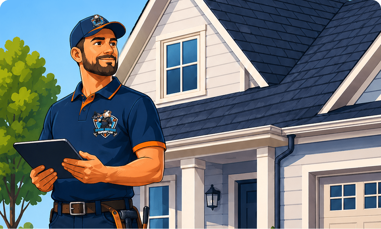 Graphic of a professional roof inspector from Roof Repair Expert LLC