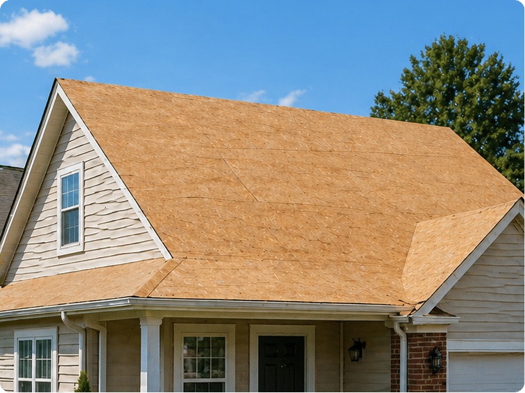 Roof stripped of all shingles