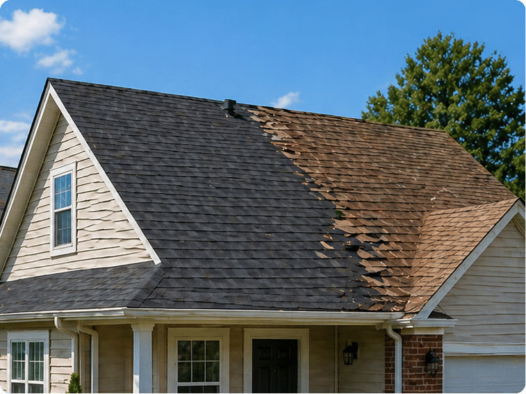 Roof replacement in progress